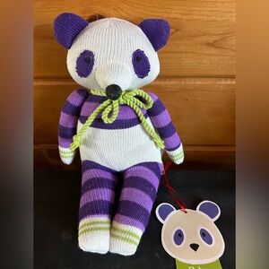 Purple and White Knit Panda Toy